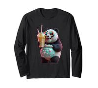 Panda Holding a Giant Cup Funny Unisex Design Men Women tee Long Sleeve T-Shirt