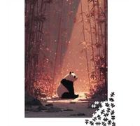 Panda in A Bamboo Forest 1000-Piece Puzzle for Adults, 52x38cm/1000pcs; White Cardboard for Simple Sorting; for An Enjoyable Break at The Table