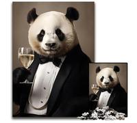 Panda in A Tuxedo Pc Adults Jigsaw Puzzle Wooden Jigsaw Puzzles Home Activity for Holidays Birthdays And Family Game Nights 1000 PCS(75x50cm)