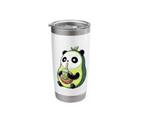 Panda in Avocado Drinking Bubble Tea Stainless Steel Insulated Tumbler