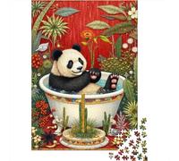 Panda in Bathtub 1000 Piece Jigsaw Puzzle Paper for Adults Tropical Plants Jigsaw Puzzle for Family Relax Decoration Gift 38x26cm/1000pcs