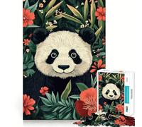 Panda in Floral Jungle 1000 Piece Jigsaw Puzzles for Adults Memory Gain Peaceful Time Design Assembly Premium Gift (38x52cm)
