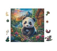 Panda in Flower Forest 100 Pieces Set Classic Jigsaw Puzzle Teen Fans 14-18 Yrs Brain Training Logic Skill Leisure Adventure Valentines Recycled Cardboard 28x28cm