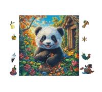 Panda in Flower Forest 100 Pieces Set Premium Jigsaw Puzzle Teen Fans 14-18 Yrs Logic Skill Leisure Adventure Valentines Gift Creativity & Gift Giving 28x28cm