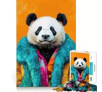 Panda in Fur Coat 1000 Piece Jigsaw Puzzles for Adults Teenagers Mind Puzzle Stress Free Art Assembly Thoughtful Gift (38x26cm)