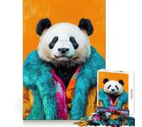Panda in Fur Coat 1000 Piece Jigsaw Puzzles for Adults Teenagers Mind Puzzle Stress Free Art Assembly Thoughtful Gift (38x26cm)