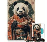 Panda in Kimono Eating Ramen Jigsaw Puzzles for Adults 1000 Pieces Mind Skill Toy Slow Enjoy Design Assembly Lovely Gift (38x26cm)