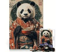 Panda in Kimono Eating Ramen Jigsaw Puzzles for Adults 1000 Pieces Mind Skill Toy Slow Enjoy Design Assembly Lovely Gift (38x26cm)