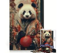 Panda in Kimono with Red Lantern 1000 Piece Jigsaws for Adults Puzzle Focus Brain Toy Quiet Fun Tight Edge Santa Wish Item (38x52cm)