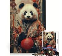 Panda in Kimono with Red Lantern Jigsaw Puzzles for Teenagers 1000 Pieces Strong Logic Toy Shared Fun Clear Edge Lovely Present (38x26cm)