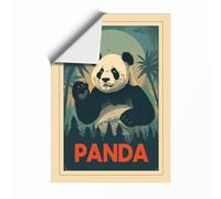 Panda in Palms Vintage Unframed Wall Art Print A1 (84.1×59.4cm), Wall Decor for Living Room, Bedroom, Office & Home, Art Gift