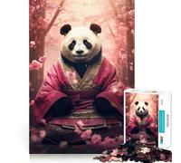 Panda in Pink Kimono Adult Jigsaw Puzzles 1000 Pieces Mind Exercise Toy Calming Play Design Assembly Amazing Present (38x52cm)