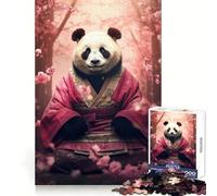 Panda in Pink Kimono Adult Jigsaw Puzzles1000 Pieces Mind Exercise Toy Tension Relief Design Assembly Lovely Present (38x26cm)