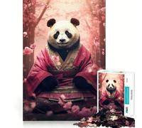 Panda in Pink Kimono Adult Jigsaw Puzzles1000 Pieces Mind Exercise Toy Tension Relief Design Assembly Lovely Present (38x26cm)