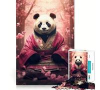 Panda in Pink Kimono Jigsaw Puzzles 1000 Piece for Teenagers Boost Recall Stress Free Tight Edge Wall Art Decor (50x75cm)