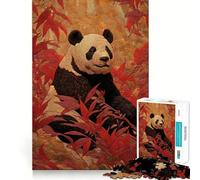 Panda in Red Bamboo Jigsaw Puzzles 1000 Piece for Teenagers Boost Recall Stress Free Tight Edge Wall Art Decor (50x75cm)