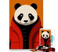 Panda in Red Jacket Hard Jigsaw Puzzle for Adults 1000 Pieces Strong Logic Toy Bonding Time Clear Edge (38x26cm)