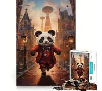 Panda in Red Suit 1000 Piece Jigsaw Puzzles for Adults Jigsaw Logic Sense Toy Leisure Fun Smooth Edge Heartfelt Gift (38x52cm)