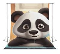 Panda in The Bathroom Backdrop Background for Photography High Density Polyester Fabric Background Banner Seamless Photo Booth Prop Backdrop 56"x98" for Birthday Party Decor Photoshoot Banner Props