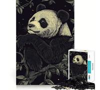 Panda in The Night Adult Jigsaw Puzzles 1000 Pieces Mind Exercise Toy Calming Play Design Assembly Amazing Present (50x75cm)