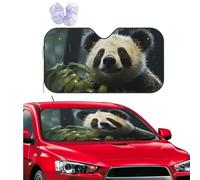 Panda in The Rain Car Windshield Sun Shade Personalized Window Sunshades Foldable Sun Heat Uv Rays Visor Protector Car Accessories to Keep Your Vehicle Cool for Universal Cars SUV Truck 51x27.5 Inch