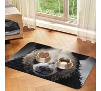 Panda in the water Pet Water Absorbent Faux Leather Feeding Mat 40x60cm Non Slip Durable Mat for Cat and Dog Bowls
