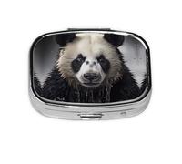 Panda in The Water Square Pill Storage Box, Travel Portable Mini Pill Box, Vitamin Medicine Storage Box (2 Compartment Pill Box)