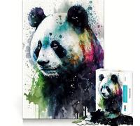 Panda in Watercolor 1000 Piece Jigsaw Puzzles for Adults Jigsaw Fine Logic Toy Quiet Fun Neat Edge Memorable Gift (50x75cm)