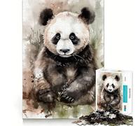 Panda in Watercolor 1000 Piece Jigsaw Puzzles for Teenagers Jigsaw Reason Skill Toy Shared Fun Tight Cut Wall Art Decor (38x52cm)