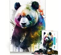 Panda in Watercolor Hard Jigsaw Puzzle for Adults 1000 Pieces Think Toy Peaceful Fun Clean Cut Fine Art Piece (50x75cm)