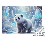 Panda in Winter Wonderland 1000 Piece Difficult Puzzle for Adults Panda Standing in Magical Winter Wonderland Premium Sturdy Vibrant Challenging Stress Relief 52x38cm/1000pcs