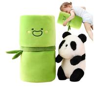 Panda inside bamboo plush, panda plush with bamboo lid | Super soft cartoon fluffy plush - comfortable plush animal pillow, sleeping companion for