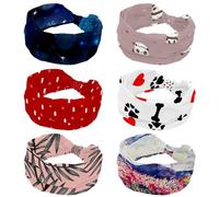 Panda Is Interesting and Beautiful Women’s Headbands, 6 Packs Elastic Wide Turban Headband, Soft Head Bands, Non Slip Hairband for Yoga Workout Sport Running