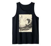 Panda Japanese Ukiyo-e Funny Surfer Woodblock Tank Top