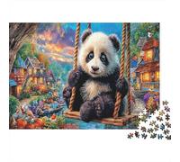 Panda Jigsaw Puzzle for Game 1000 Pieces Canal Village Swing Anxiety Relief Secret Santa Small Gift Idea for Couples 70x50cm/1000pcs