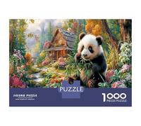 Panda Jigsaw Puzzle for Game 1000 Pieces Forest Cottage Garden Anxiety Relief Secret Santa Small Gift Idea for Couples 38x26cm/1000pcs