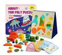 Panda Juniors - All About Felt Puzzle | 177 Felt Shapes + 40 Double-Sided Cards | Montessori STEM Toy for Kids 3+ | Geometric Learning Game with Display Board