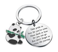 Panda Keychain Panda Gifts for Panda Lovers Cute Panda Keychain Jewelry Take Pride in How Far You Have Come (silver)