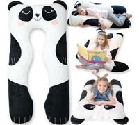 Panda Kids Body Pillow - 47" U-Shape Long Plush Soft Animal Pillow for Toddlers, Sleeping, Reading, ADHD & Special Needs Comfort, Anxiety, Washable Cover, Snuggle Fun Cuddle Pillow for Boys & Girls