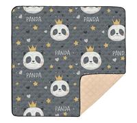 Panda King Star Grey Large Non-Slip Baby Playmat for Floor Non-Toxic Foldable Activity Entertainment Mat for Baby Toddler Infant, 50'' x 50''tapete Piano para Bebes