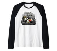 Panda Lies On The Sofa Eating Chips Chill Instructor Raglan Baseball Tee