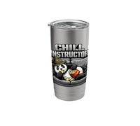 Panda Lies On The Sofa Eating Chips Chill Instructor Stainless Steel Insulated Tumbler