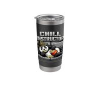 Panda Lies On The Sofa Eating Chips Chill Instructor Stainless Steel Insulated Tumbler