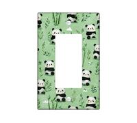 Panda Light Switch Cover Plates/Outlet Covers, Soft Green Bamboo Design for Kids' Rooms, Thermoplastic Wall Plates, Standard Size Single Rocker