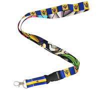 Panda Loco Barbados Lanyard - Trident Flag ID Badge Holder with Cultural Artwork | Caribbean Pride Accessory for Work, Festivals, Travel & Gifts