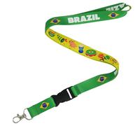 Panda Loco Brazil Lanyard - Brazilian Flag & Festival Icons ID Badge Holder | Carnival, Travel, Events, Office, Students & Cultural Gifts