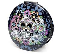Panda Loco Day of the Dead Mexican Skull Compact Mirror (Black Round)