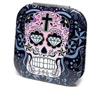 Panda Loco Day of the Dead Mexican Skull Compact Mirror (Black Square)