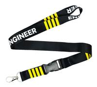 Panda Loco Engineer Lanyard - Black with Yellow Stripe Design and “ENGINEER” Print | Professional ID Badge Holder with Detachable Clip | Ideal for Technicians, Site Staff & Maintenance Teams