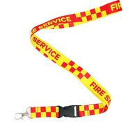 Panda Loco Fire Service Lanyard - Red & Yellow Chequered Design with “FIRE SERVICE” Print | Detachable Clip | Ideal for Firefighters, Rescue Teams, and Film Props